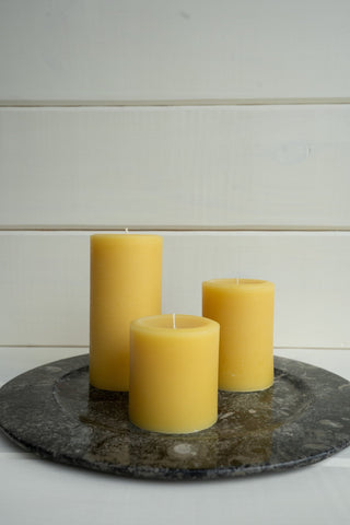 Momo's Place solid pillars are eco friendly candles that are made of 100% pure beeswax and all natural cotton wicks

